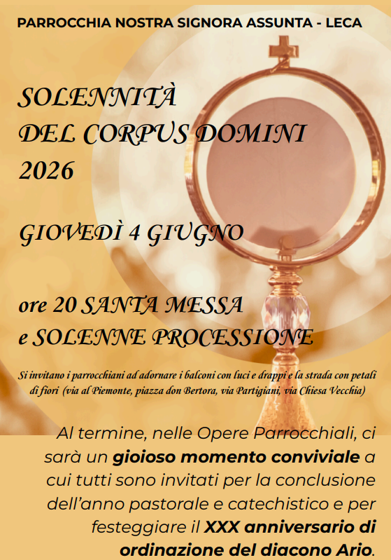 Solennità del CORPUS DOMINI 2026